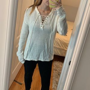 LA Hearts lace up white sweater
